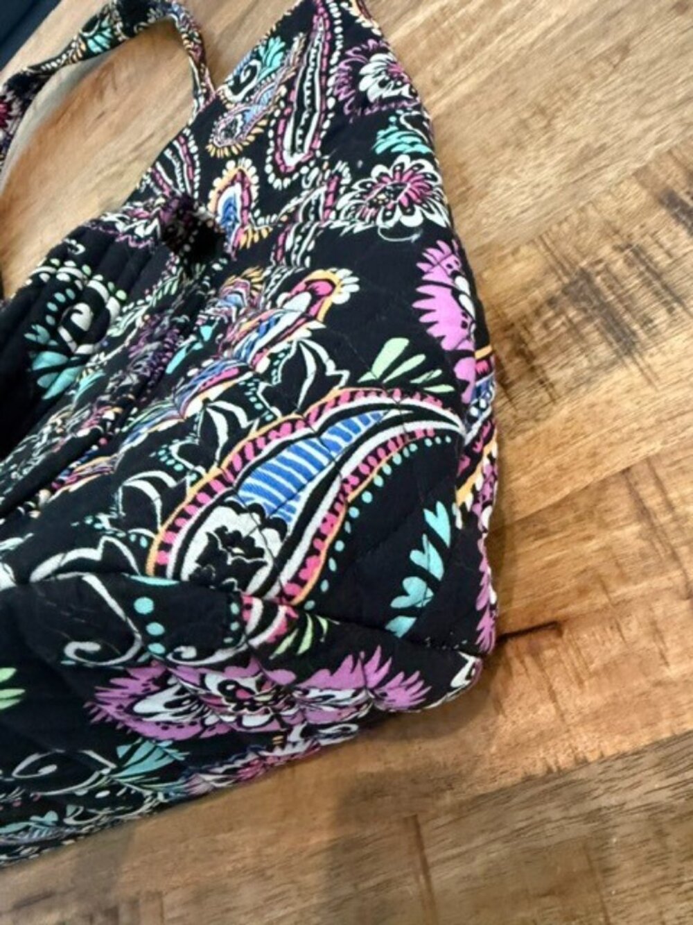 Vera Bradley Bandana Swirl Glenna Tote Shoulder Bag Paisley Quilted Cotton Black - Picture 7 of 14